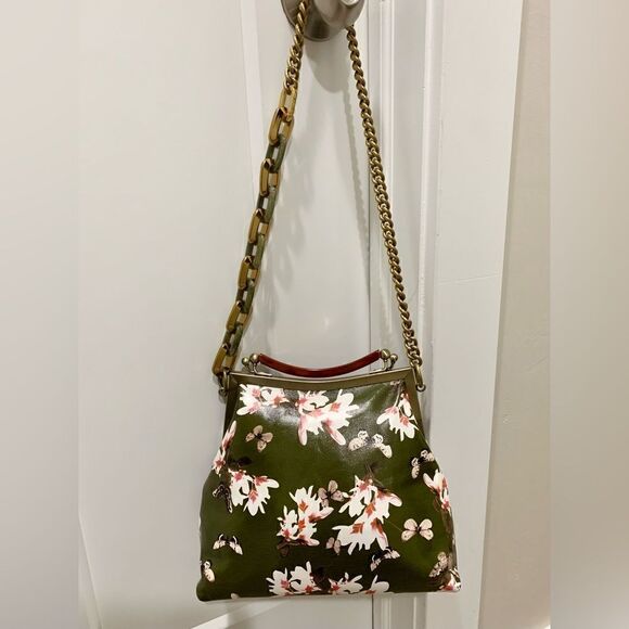 Handmade Genuine Leather Floral Print, Vintage Style Double Kisslock Handbag Set - Picture 4 of 16